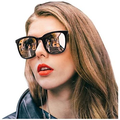 SIPHEW Polarized Sunglasses for Women  Mirrored Sunglasses-Fashion Oversized Eyewear with UV400 Protection
