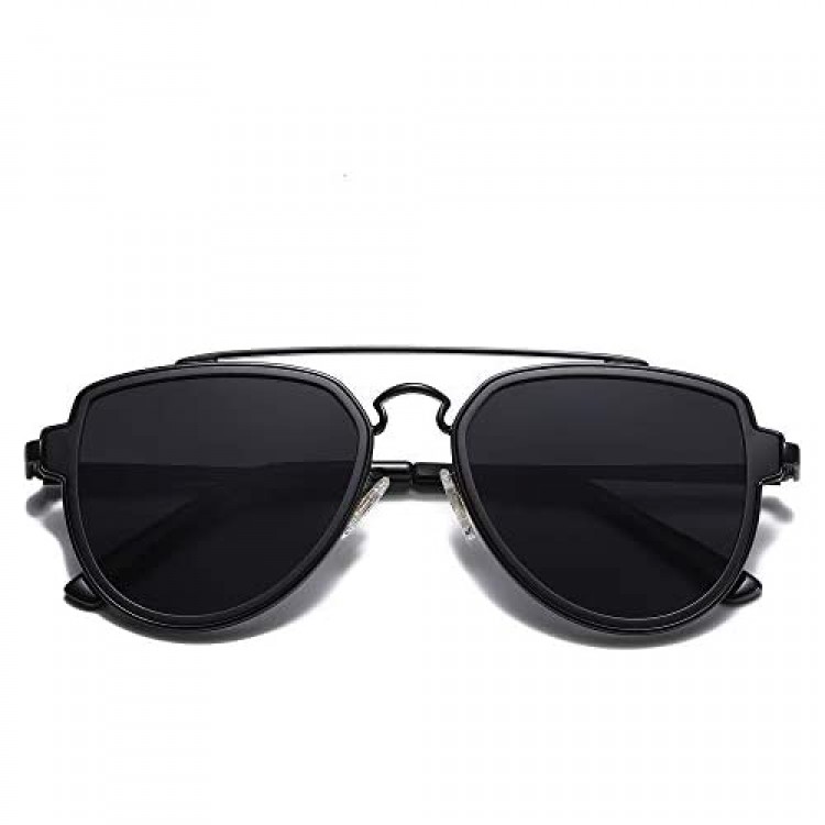 SOJOS Polarized Double Bridge Aviator Sunglasses for Men Women Mirrored Lens SJ1051