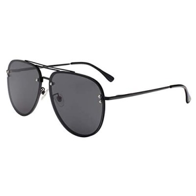 VIVIENFANG Oversized Rimless Aviator Sunglasses Metal Frame with Spring Hinges  Designer Inspired Shade for Women/Men 87247