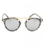 Womens Sunglasses Vintage Retro Round Mirrored Lens Horned Rim Sunglasses