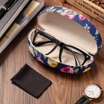 2 Pieces Oversized Hard Shell Sunglasses Case Spectacle Case Box Portable Hard Eyeglass Case Fabrics Floral Eyeglass Case with Clean Cloth