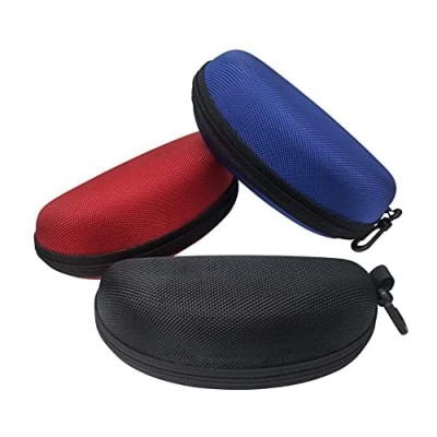 3 Pack Sunglasses Case  Eyeglasses Case for Men and Women  Portable Zipper Protect Case with Clip  Fit for Safety Glasses Safety Goggles 3D Glasses and Reading Glasses