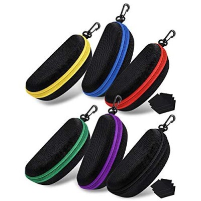 6 Pack Sunglasses Glasses Case Portable Travel Zipper Eyeglass Case with Cloth