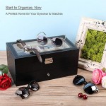CO-Z Sunglasses Organizer for Women Men Multiple Eyeglasses Eyewear Display Case Leather Multi Sunglasses Jewelry Collection Holder with Drawer Sunglass Glasses Storage Box with 12 Compartments