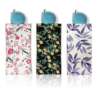 Eyeglass Pouch for Women Sunglasses Pouch  Portable Leather Soft Glasses Cases with Cleaning Cloth