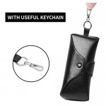 Face Shadow PU Leather Glasses Case with Belt Hole Semihard Portable Eyeglasses Case for Outwork