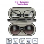 JAVOedge [2 in 1] Dual Hard Medium Sized Eyeglass Travel Case with Microfiber Cloth