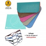 JAVOedge (5 PACK / 3 PACK) 2 Tone Style Soft Pouch Eyeglass Storage Case w/Microfiber Eyeglasses Cloth (Mix Colors Set)
