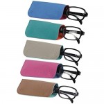 JAVOedge (5 PACK / 3 PACK) 2 Tone Style Soft Pouch Eyeglass Storage Case w/Microfiber Eyeglasses Cloth (Mix Colors Set)