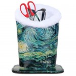 MOSISO Eyeglasses Holder Plush Lined PU Leather Pattern Stand Case with Magnetic Base Night Star