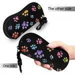 Pawful Paws Print Eyeglass Case For Women And Men Portable Sunglasses Soft Case With Carabiner