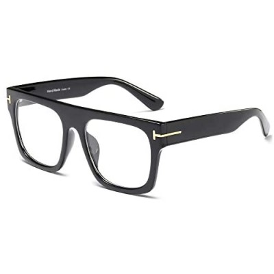 Allt Unisex Large Square Optical Eyewear Non-prescription Eyeglasses Flat Top Clear Lens Glasses Frames
