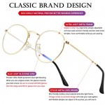 Blue light Blocking Glasses Classic Round Glasses Vintage Circle Metal Eyeglasses Frames 100% Anti-Blue Light Lens