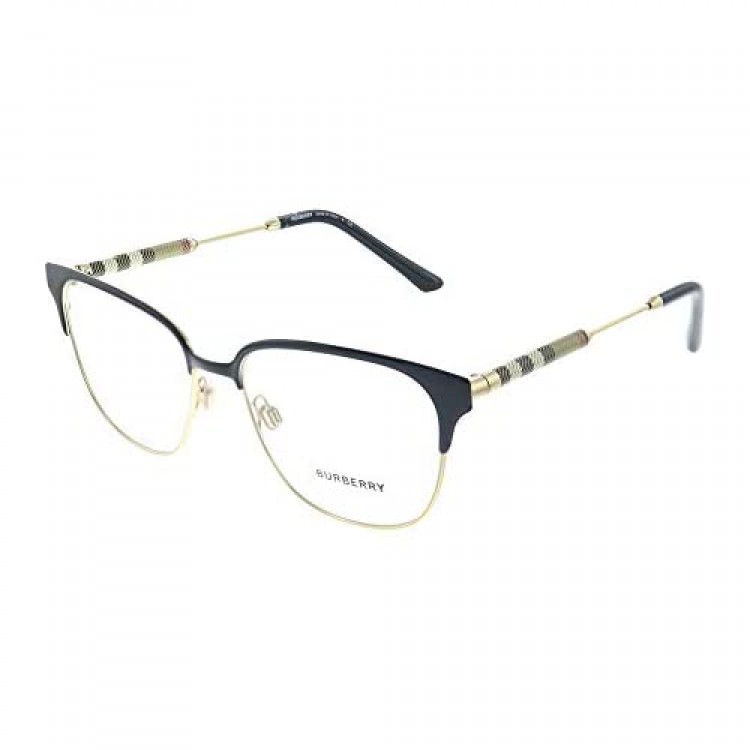 Burberry BE 1313Q 1237 Black Light Gold Metal Square Eyeglasses 53mm