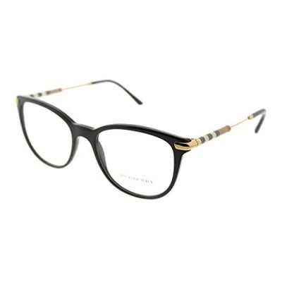 Burberry BE 2255Q 3001 Black Plastic Square Eyeglasses 51mm