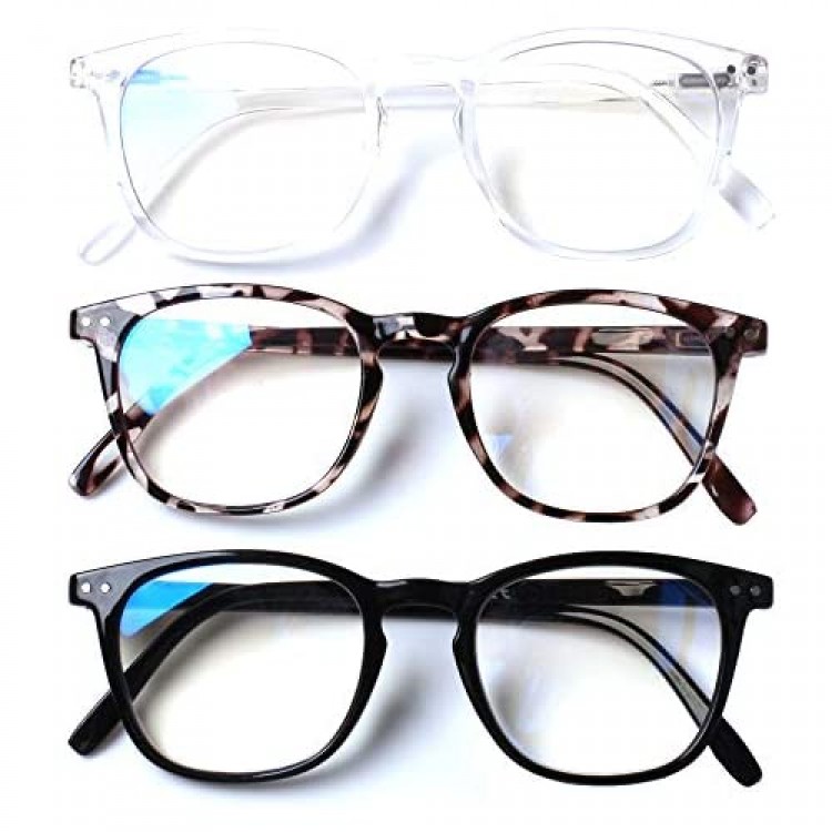 Henotin 3 Pack Blue Light Blocking Reading Glasses Spring Hinge Computer Readers for Men Women Anti UV Ray Filter Eyeglasses