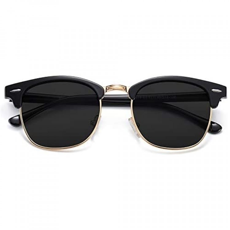 SOJOS Retro Semi Rimless Polarized Sunglasses Horn Rimmed UV400 Glasses SJ5018