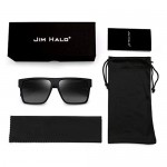 JIM HALO Retro Polarized Sunglasses Men Women Flat Top Square Driving Glasses