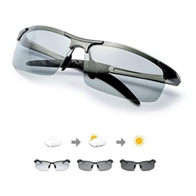TJUTR Men's Photochromic Sunglasses with Polarized Lens for Outdoor 100% UV Protection  Anti Glare  Reduce Eye Fatigue