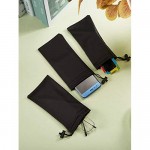 25 Pieces Microfiber Case Pouch Glasses Bag with Spring Fastener Cleaning Cloth (Black)