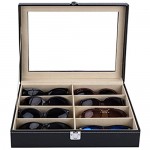 AUTOARK Leather 8 Piece Eyeglasses Storage and Sunglass Glasses Display Case Organizer Black AW-022