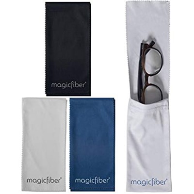 MagicFiber Microfiber Eyeglass  Sunglasses  Cell Phone Cleaning Pouch Case (4 Pack) – Ultra Soft Storage with Cleaning Cloth Closure Flap