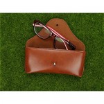 Portable Leather Glasses Case Durable Soft Sunglasses Pouch Slim Case for Women Men Horizontal Eyeglass Case