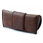 Soft Eyeglass Case Faux Leather Attaches to Belt Horizontal Brown 6.5x3x1Inch