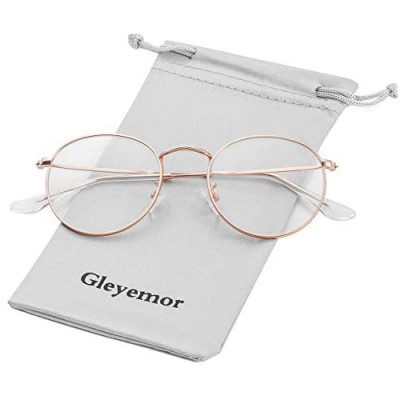 Clear Glasses for Women Men  Classic Round Metal Frame Clear Lens Fake Glasses