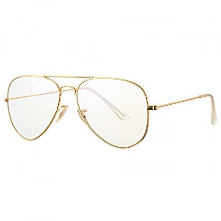 COASION Classic Non prescription Aviator Glasses Clear Lens Metal Frame Eyewear for Men Women