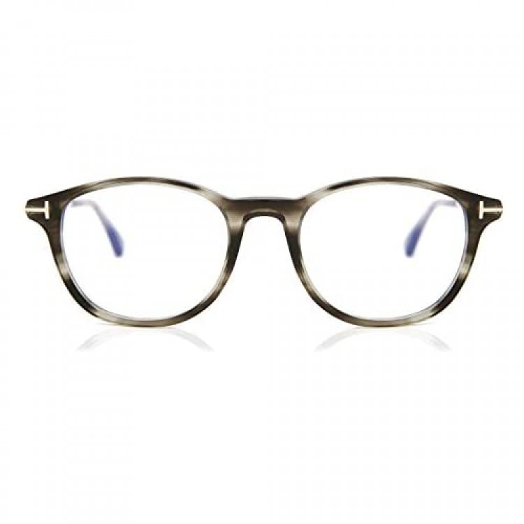Eyeglasses Tom Ford FT 5553 -B 056 Shiny Striped Black & Grey Rose Gold/Blue B Shiny Striped Black Grey 50-19-145