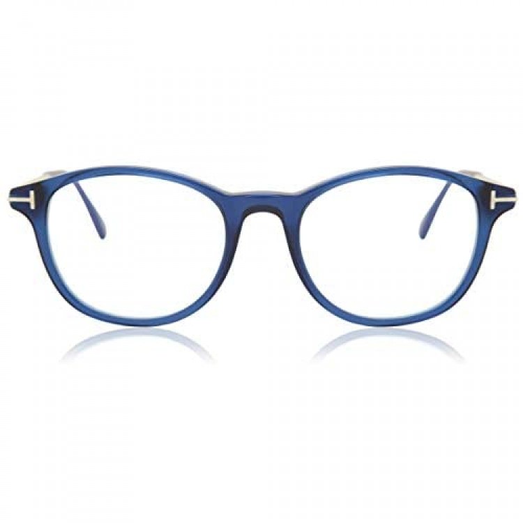 Eyeglasses Tom Ford FT 5553 -B 090 Shiny Transparent Blue Palladium/Blue Bloc 50-19-145