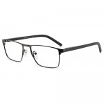 OCCI CHIARI Mens Rectangle Full-Rim Metal Black Non-Prescription Clear Optical Glasses