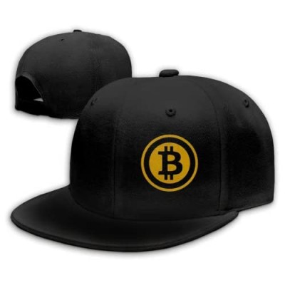 Alefdolf Bitcoin Snapback Flat Baseball Cap Men's Adjustable Black