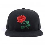 AUNG CROWN Rose Flat Bill Snapback Hats Embroidered Women Men Adjustable Baseball Caps