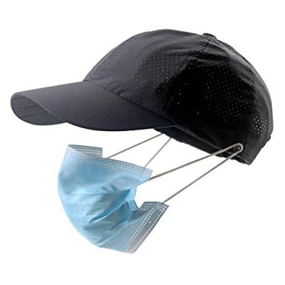 Breathable Baseball Hat Cap with Face Mask Holder Button for Wearing Face Cover