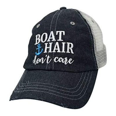 COCOVICI Boat Hair Don't Care Baseball Hat Mesh Trucker Style Hat Cap Dark Grey