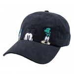 Concept One Disney Mickey Mouse and Friends Peek-A-Boo Embroidered Cotton Adjustable Dad Hat with Comic Strip Print Curved Brim Black One Size
