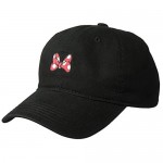 Concept One Women's Disney's Minnie Mouse Embroidered Bow Cotton Adjustable Baseball Hat with Curved Brim Black One Size