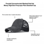 Criss Cross Ponytail Hats for Women Ponytail Vintage Washed Dad Hat Messy High Bun Ponycaps Plain Baseball Cap Women Hats