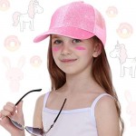 Geyoga Girls Ponytail Hat Glitter Baseball Cap with High Bun Messy Ponytail Hole