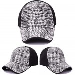 Gudessly Women Studded Rhinestone Crystals Adjustable Baseball Cap Plain Sparkle Bling Denim Sun Hat