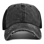 Henwarry Women's Washed Distressed Cotton Denim High Ponytail Hat Adjustable Baseball Cap
