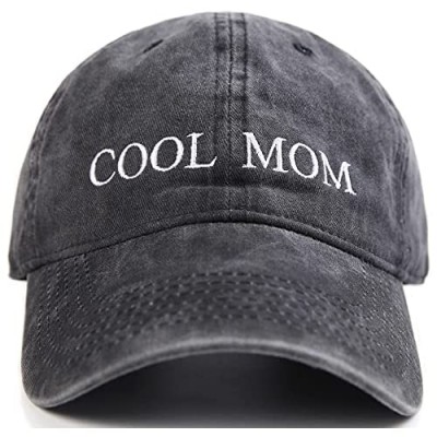 Lichfamy Cool Mom Hat  Denim Cotton Mama Hat  Embroidered Women Baseball Cap  Gifts for Mom Life Hats  Vintage Washed Distressed Black