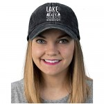 LOKIDVE Women's Lake Life Cuz Beaches Be Salty Baseball Cap Embroidered Vintage Dad Hat Black