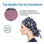 QBA Adjustable Working Cap with Button Long Hair Sweatband Cotton Ponytail Holder Tie Back Hats for Women & Men One Size
