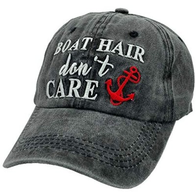 Women's Baseball Cap Boat Hair Don't Care Vintage Distressed Embroidered Dad Hat