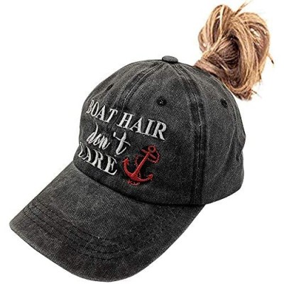 Women's Ponytail Baseball Cap Vintage Distressed Dad Hat