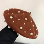 2021 Vintage Beret Hat Pearl Wool Lady Winter Warm Hat Beanies Artist Hat