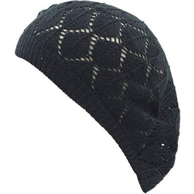 an Womens Lightweight Cut Out Knit Beanie Beret Cap Crochet Hat - Many Styles